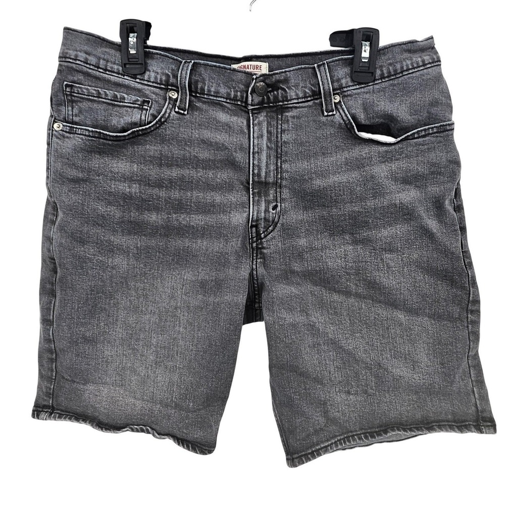 Signature Levi Strauss Shorts‎ Men 34 Gray Denim Preppy Coastal Charcoal Grunge